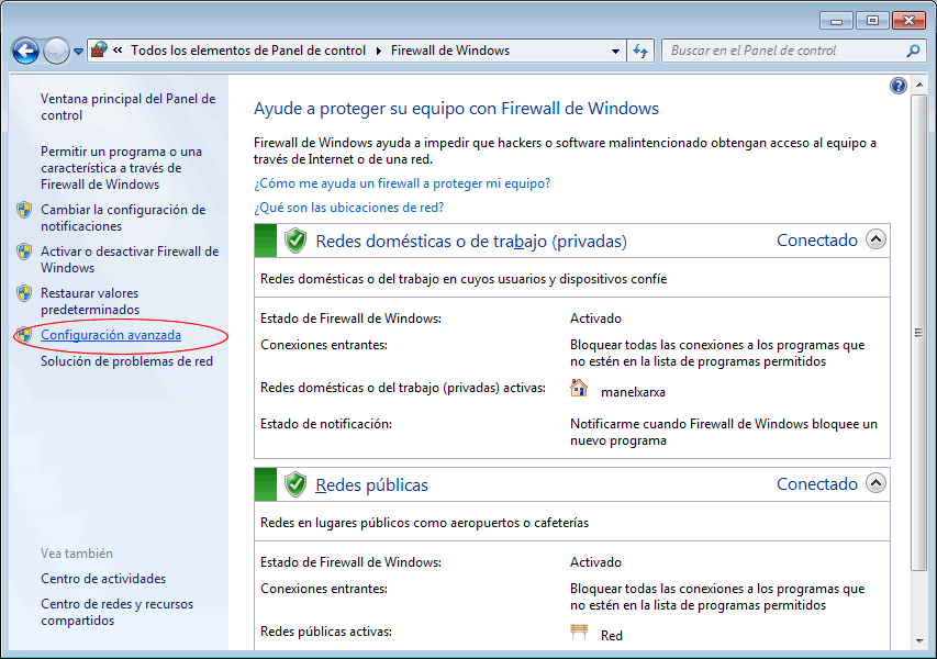 Configuracion De Firewall De Windows Vista
